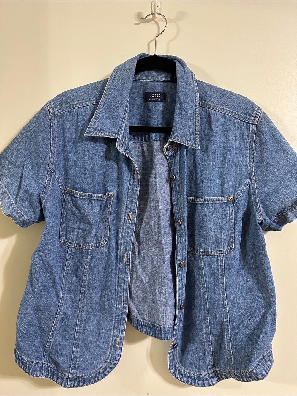 Liz Claiborne Crazy Horse Denim Shirt Jacket - Light Blue